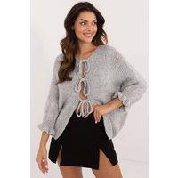 Love Lace Women's Casual Acrylic Cardigan Sweater in Grey