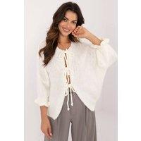 Love Lace Women's Cardigan Sweater Smooth Knit Tie Detail in White