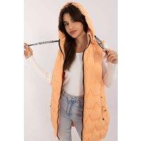 Love Lace Women's Quilted Zip Vest with Detachable Hood in Orange | Size: Small