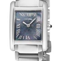 Gevril Women's Regina Swiss Watch, Black MOP Dial, 316L Stainless Steel Bracelet in Silver