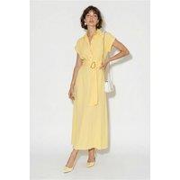 Bianco Lucci Women's Belted Poplin Shirt Dress in Lemon | Size: Small