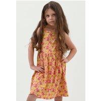 Enorsia Girl's Girls Strappy Floral Printed Jersey Dress in Yellow | Size: 3-4 Years