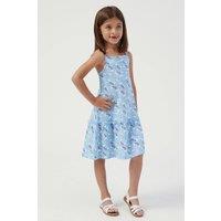 Enorsia Girl's Girls Sleeveless Tiered Jersey Dress in Blue | Size: 4-5 Years