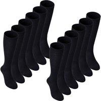 Sock Snob Girl's 12 Pack Long Knee High Soft Cotton School Socks in Black | Size: 11-13 Years