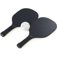 SPETLEK Pickleball Set 2 Wooden Paddle Rachets & 1 Ball Beginners in Black | Size: 0-1 m