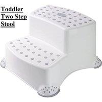 SPETLEK Toddler Two Steps Stools Anti Slip Stool Potty Training For Bathroom in White