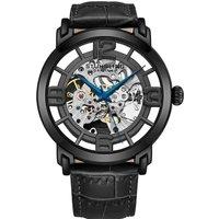 STHRLING Original Men's Winchester Automatic 42 mm Skeleton Watch with Leather Band in Black
