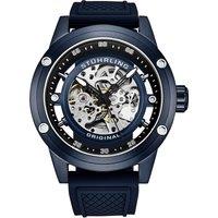 STHRLING Original Men's Grandiose 4034 Automatic Watch 50mm Skeleton Dial silicone strap in Navy