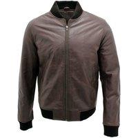 Infinity Leather Men's Varisty Leather Bomber Jacket in Brown | Size: Medium