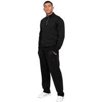 Enzo Men's Half Zip Sweatshirt Tracksuit Set in Black | Size: Small