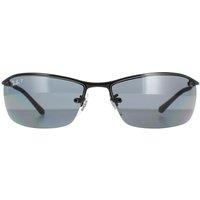 Ray-Ban Men's Wrap Shiny Black Polarized Grey Sunglasses