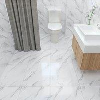 Living and Home 12Pcs White Marble Texture Self-adhesive PVC Flooring Tile