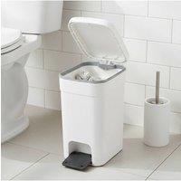Living and Home 25/20/15L Pedal Press-Top Rubbish Bin with Soft Close Lid in White | Size: 2XL