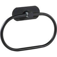 Living and Home Self-Adhesive 304 Stainless Steel Oval Towel Ring for Bathroom in Black