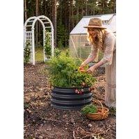 Living and Home Round Metal Raised Garden Bed in Black