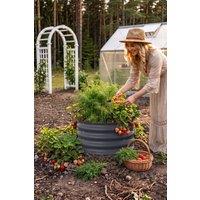 Living and Home Round Metal Raised Garden Bed in Dark Grey