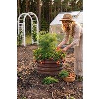 Living and Home Round Metal Raised Garden Bed in Brown
