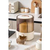 Living and Home 6-Grid Rotating Food Dispenser Grain Storage Container in Cream | Size: Medium