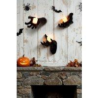 H&O Direct 3-Pack Halloween Wall Decor Reaching Hands with LED Candles in Black
