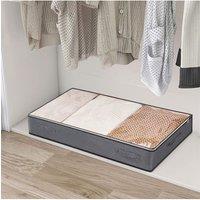 Living and Home Fabric Clothes Quilt Storage Box with Handles Under-Bed Organizer Wardrobe Organizer in Dark Grey