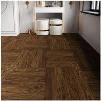 Living and Home 12Pcs Self-adhesive PVC Flooring Tiles in Brown