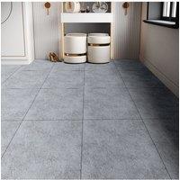 Living and Home 12Pcs Self-adhesive PVC Flooring Tiles in Dark Grey