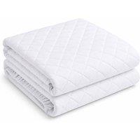 Homes-Linen Microfiber Quilted Mattress Protector 30cm Deep Fitted in White | Size: Small Double