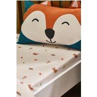 Catherine Lansfield 'Fox & Woodland Friends' Fitted Sheet in Cream | Size: Single Fitted