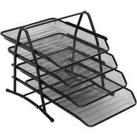 KORVIXA 4 Tiers Office Desk Mesh Filing Trays Holder in Black | Size: 100 cm x 100 cm