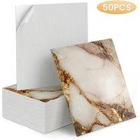 SPETLEK White&Yellow Marble Self-Adhesive Wall Tiles Wall Hanging Decor in Yellow | Size: 100 cm x 100 cm