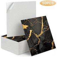 SPETLEK Black&Brown Marble Self-Adhesive Wall Tiles Wall Hanging Decor in Black | Size: 100 cm x 100 cm