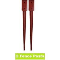 NESTLUNE 2X Fence Post Support Spikes Holders 75mm Garden Decking Stakes in Brown | Size: 1.2m tall x 3m wide
