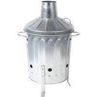 NESTLUNE Garden Incinerator Small Fire Bin Galvanised 15L Burning Wood Paper in Silver