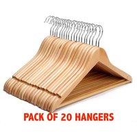 NESTLUNE 20 x Wooden Coat Hangers Suit Garments Clothes Wardrobe in Brown | Size: 100 cm x 15 cm