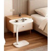 SPETLEK C-Shaped Compact Sofa Side End Table Coffee Laptop Table in White | Size: 0.6m2