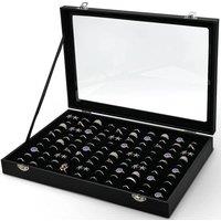 FLAVORA 100 Slots Ring Earring Jewelry Display Organizer Box in Black | Size: 500mm