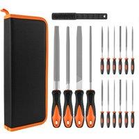 FLAVORA Metal File Set 17 Piece Hand & Needle File Kit in Black | Size: 10000mm x 520mm