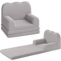 VOGREX 2-in-1 Toddler Couch Fold Out Convertible Sofa Lounger in Grey