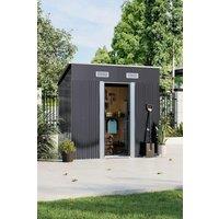Garden Sanctuary Outdoor Compact Storage Shed Garden Metal Tool Shed in Black