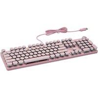 Living and Home Wired Retro Typewriter Mechanical Keyboard, 104 Keys in Pink