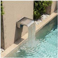 Living and Home 20cmW x 20cmD Wall-Mounted Water Blade Back Entry Garden Waterfall Pool Fountain in Silver | Size: 20 cmW x 20 cmD