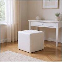 Living and Home White Teddy Fleece Upholstered Footstool