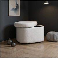 Living and Home Modern Teddy Fleece Storage Ottoman with Plastic Legs in White