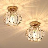 Goeco Modern Gold Crystal Ceiling Light, E27 Socket, Vintage Chandelier