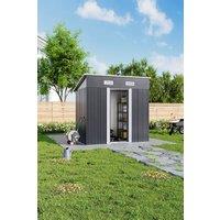 H&O Direct Compact Metal Outdoor Garden Tool Storage Shed in Black