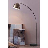 Teamson Home Modern Curved Arc Floor Lamp with Bell Shade & Marble Base, Antique Brass in Bronze