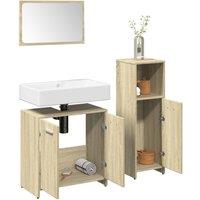 Berkfield Home 3 Piece Bathroom Furniture Set Sonoma Oak Engineered Wood in Brown