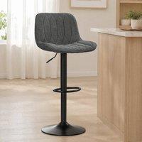 STILVORA Bar Stools Set of 2 with steel frame charcoal grey