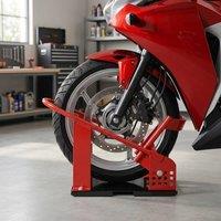 STILVORA Red Metal Motorcycle Wheel Chock with Adjustable Fit