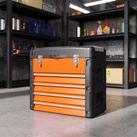 STILVORA 4 Drawer Toolbox with Removable Top Tray in Orange